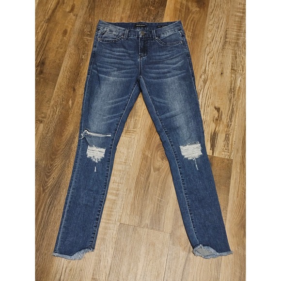Dear John Denim - Dear John Gisele High‎ Waisted Skinny Jeans Blue Distressed Raw Hem Size 26